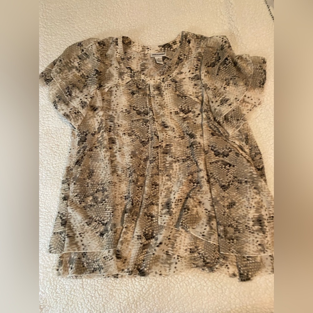 Jessica London Beige and Black Snake Print Blouse size 20